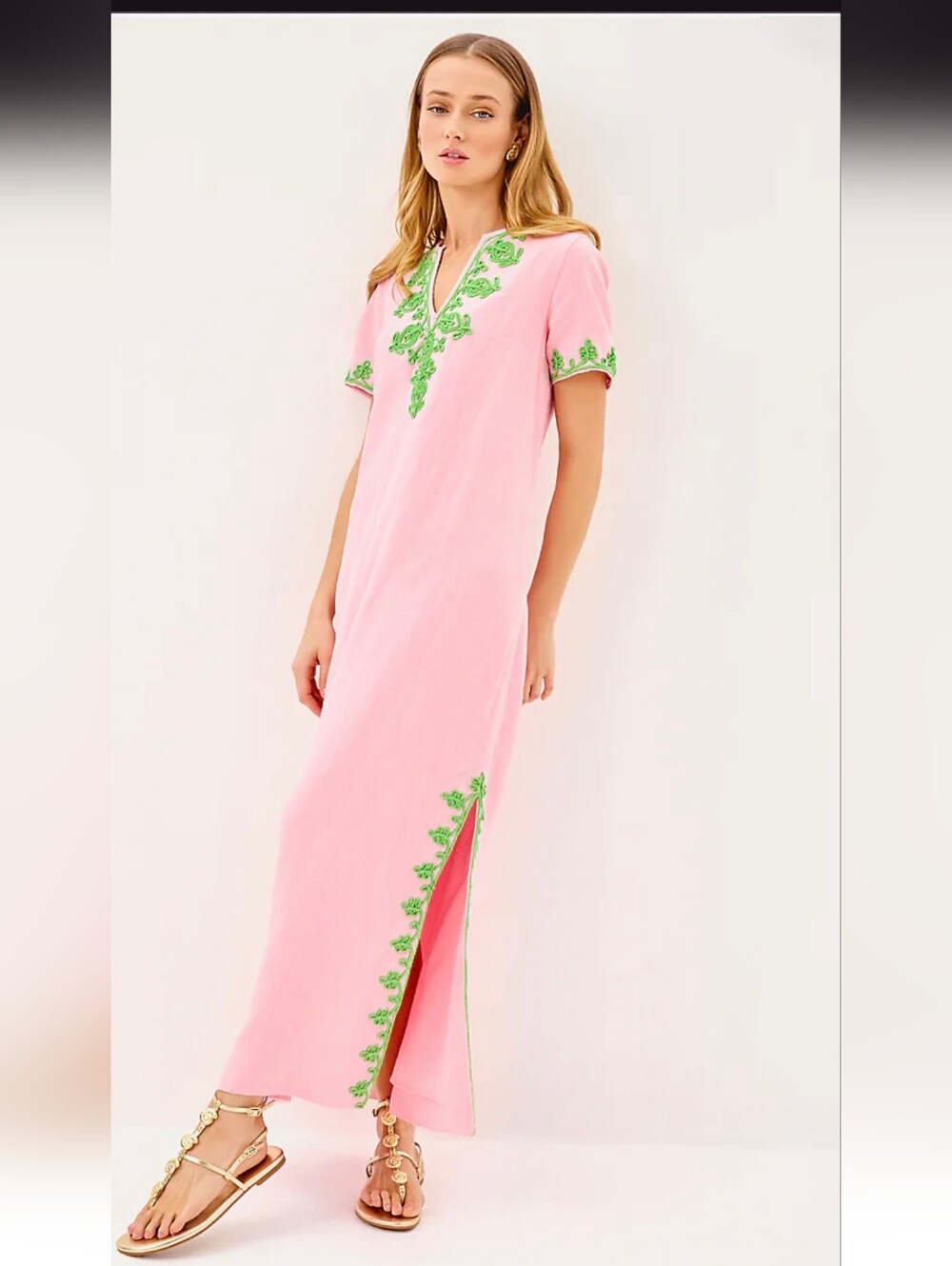 Lilly Pulitzer Ariella Conch Shell Pink Linen Maxi Dress